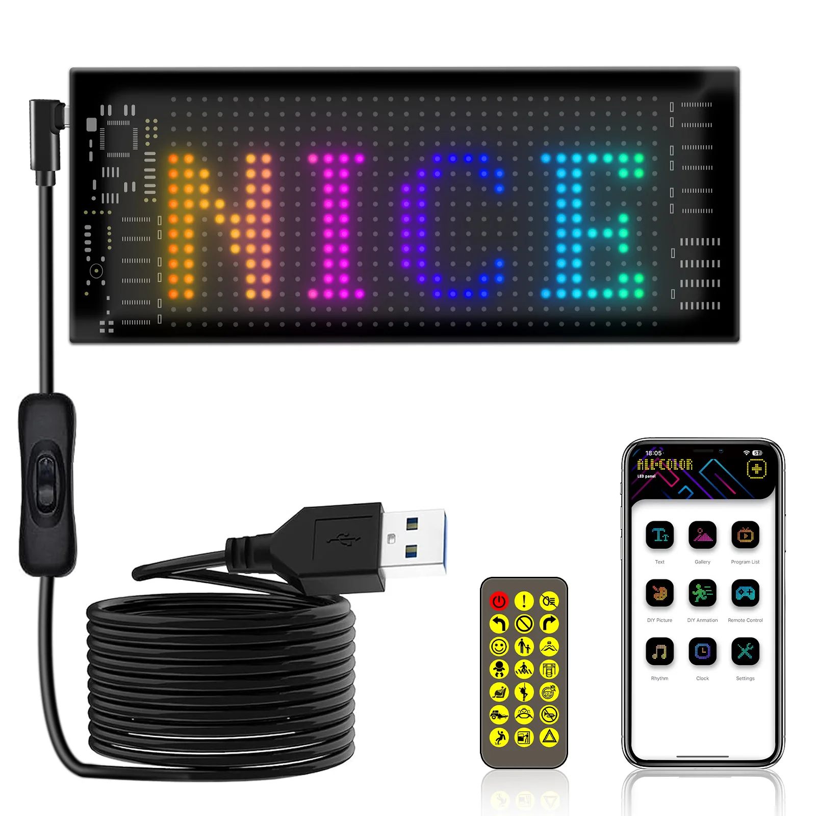 LED soft Matrix Pixel Panel APP control Car Rear Window LED Screen LED Display sign DIY LED Flexible Display