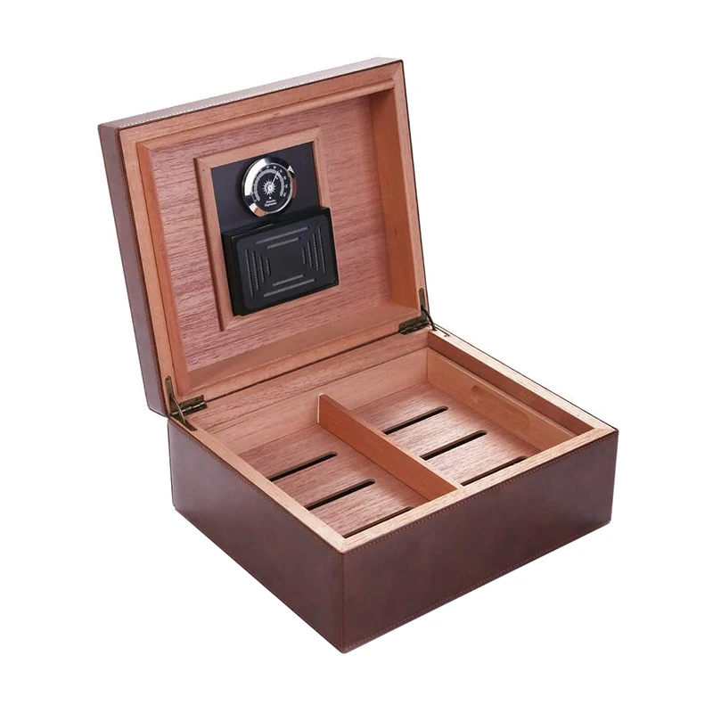 tray with adjustable divider desktop cedar leather humidor cigar storage
