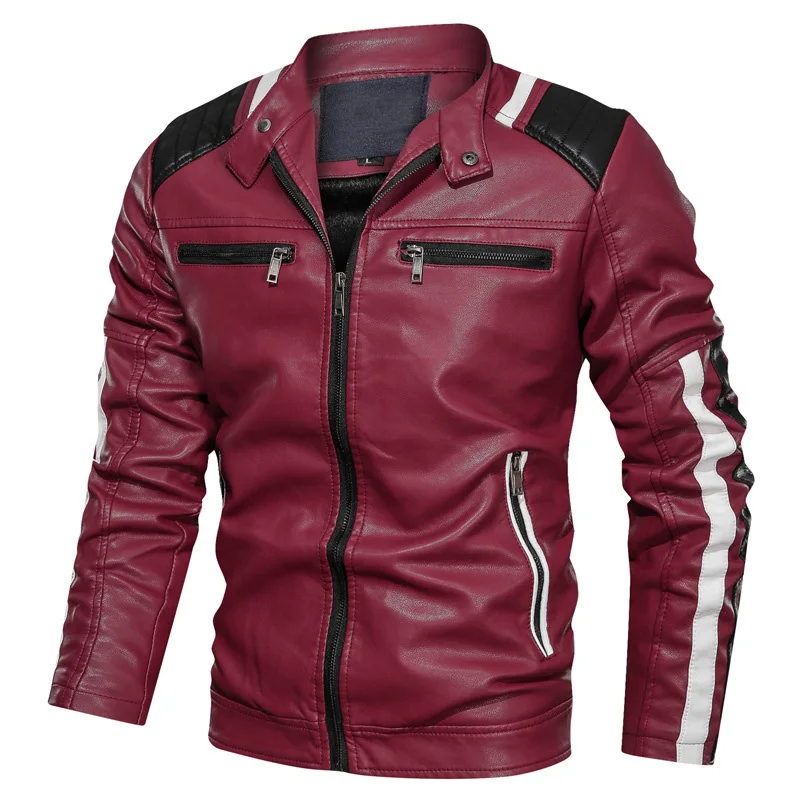 
Fashion Faux Leather Moto Racer Mens Designer Leather Jacket 