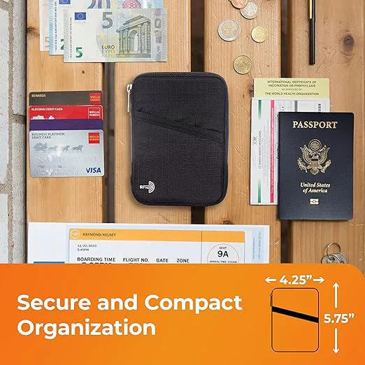 RFID Blocking Travel Document Holder Passport Wallet