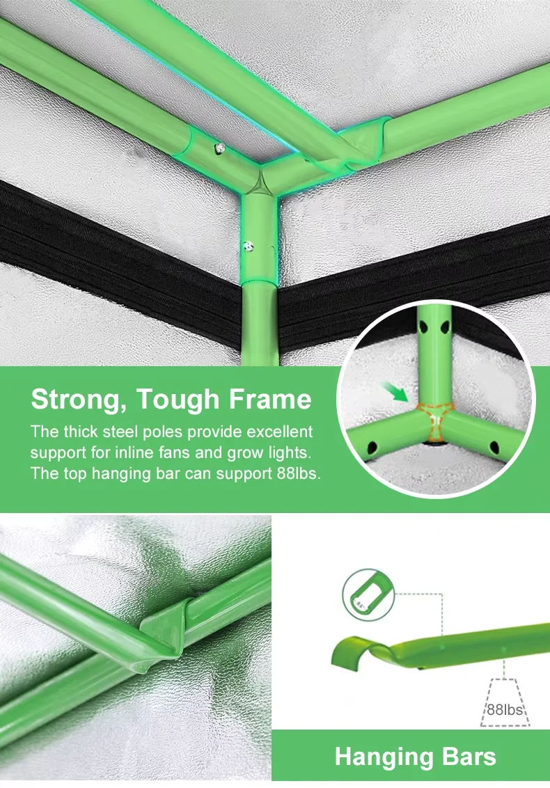 Wholesale  60*60*160 600D 95% High Reflective Waterproof  Fabric Grow Tent Ventilation System Kit for Grass Use