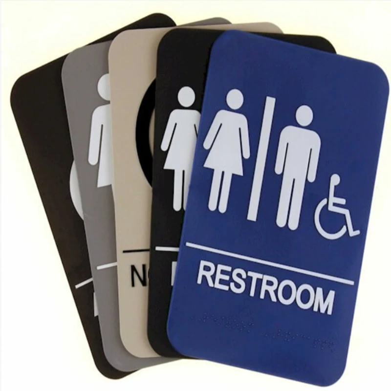Restroom signs with braille-multiple colors to choose from