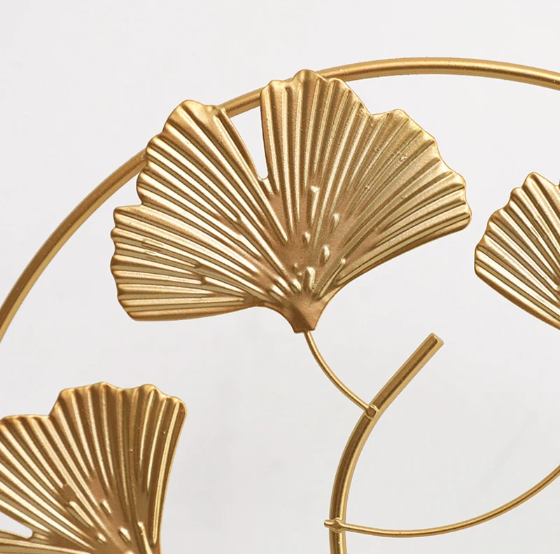Nordic Luxury Metal Craft Decoration For Living Room Creative Ginkgo Leaf Evil Eye Small Decor Ornaments