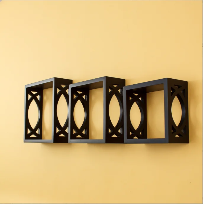 Home decorative E1 MDF  wall mounted shelf board and PU paint set3 cd rack