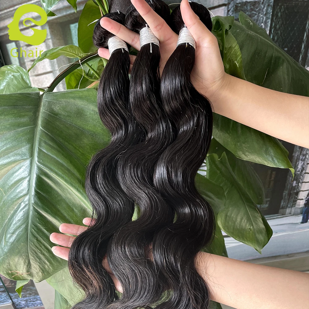 Wholesale Malaysian virgin human hair natural color body wave bundles