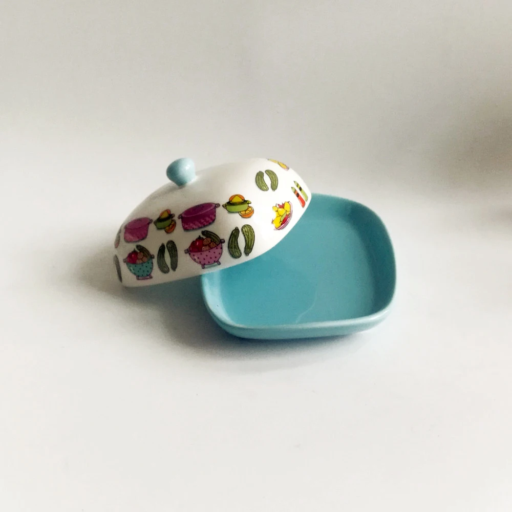 New products Butter dish green butter container with lid best selling products  watermelon decal butter dish ceramic