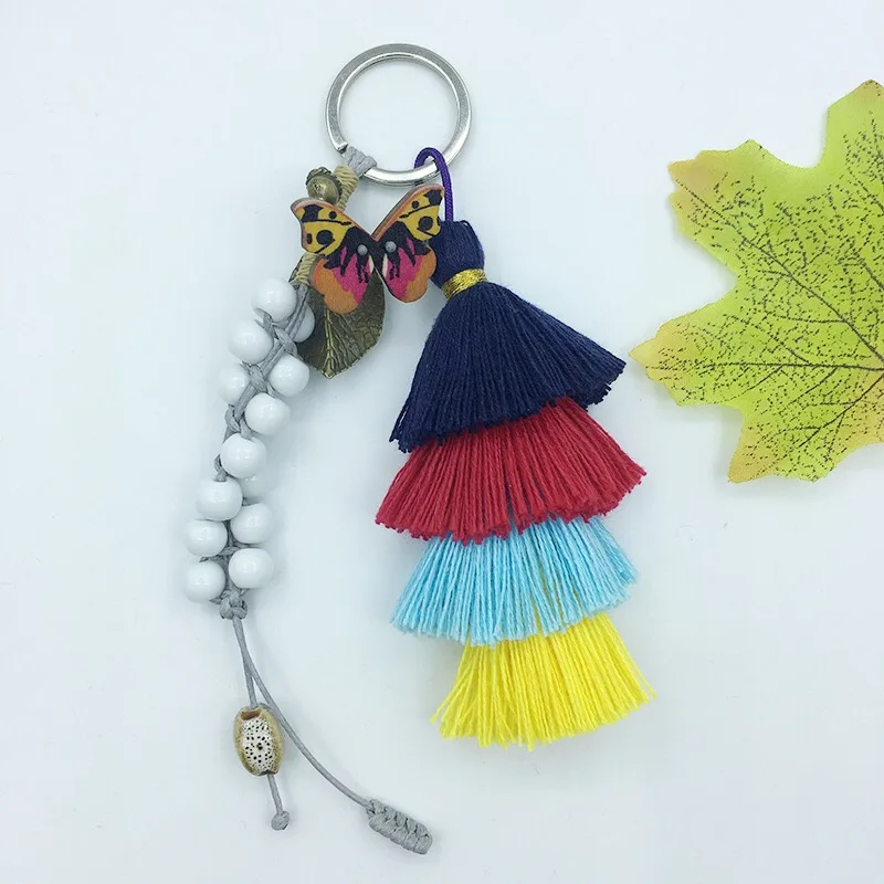 
Fashion charm color tassel multi-layer cotton tassel decoration diy keychain earrings ethnic style hanging custom tassel 