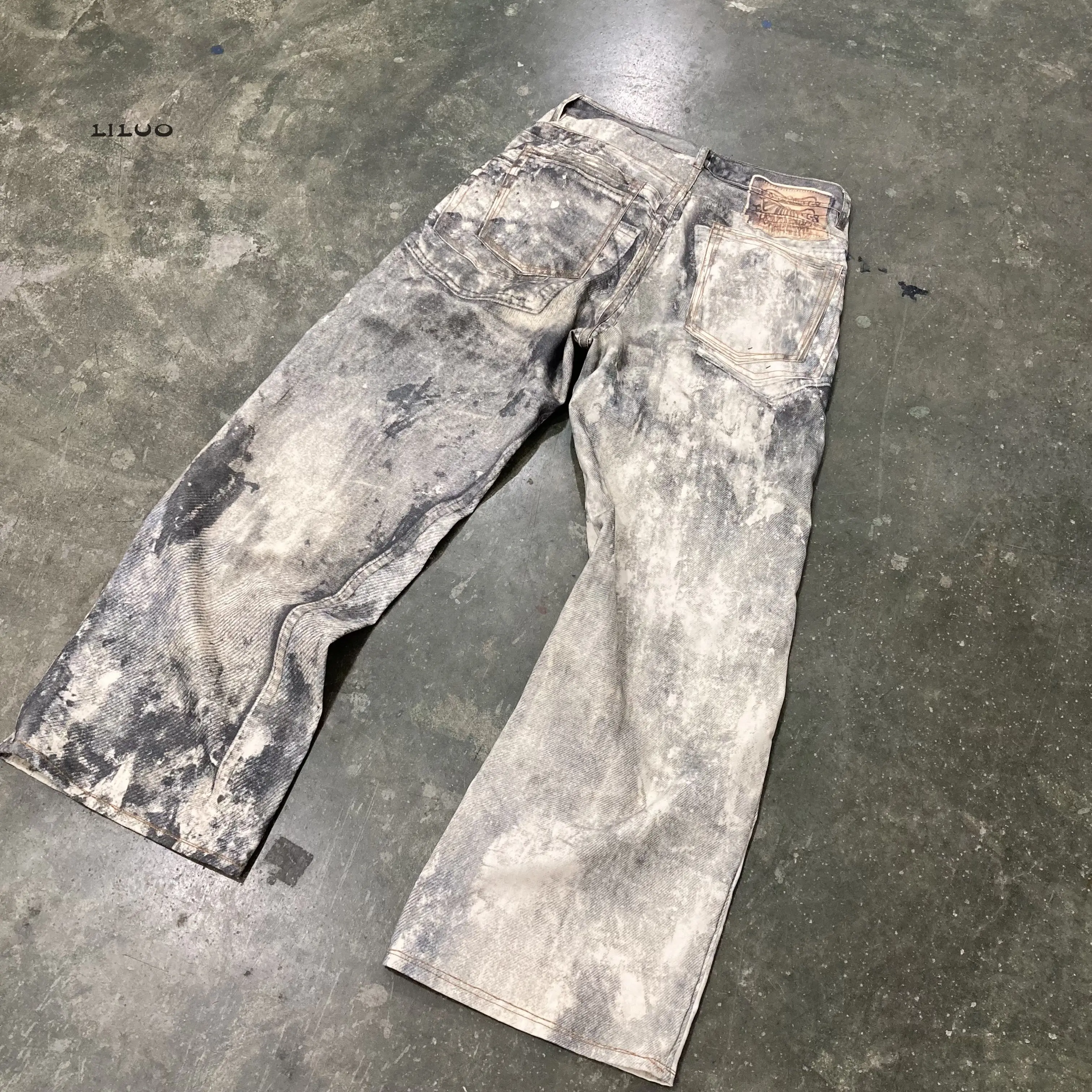 man denim Jeans Manufacturer High Waist Loose Oversized Acid Wash Vintage Wide Legged Distressed Denim Pant Baggy Jean Men