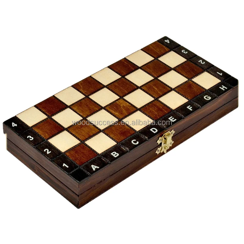 Wooden magnetic felted chess game set wooden chess board interior storage chess pieces foldable chessboard
