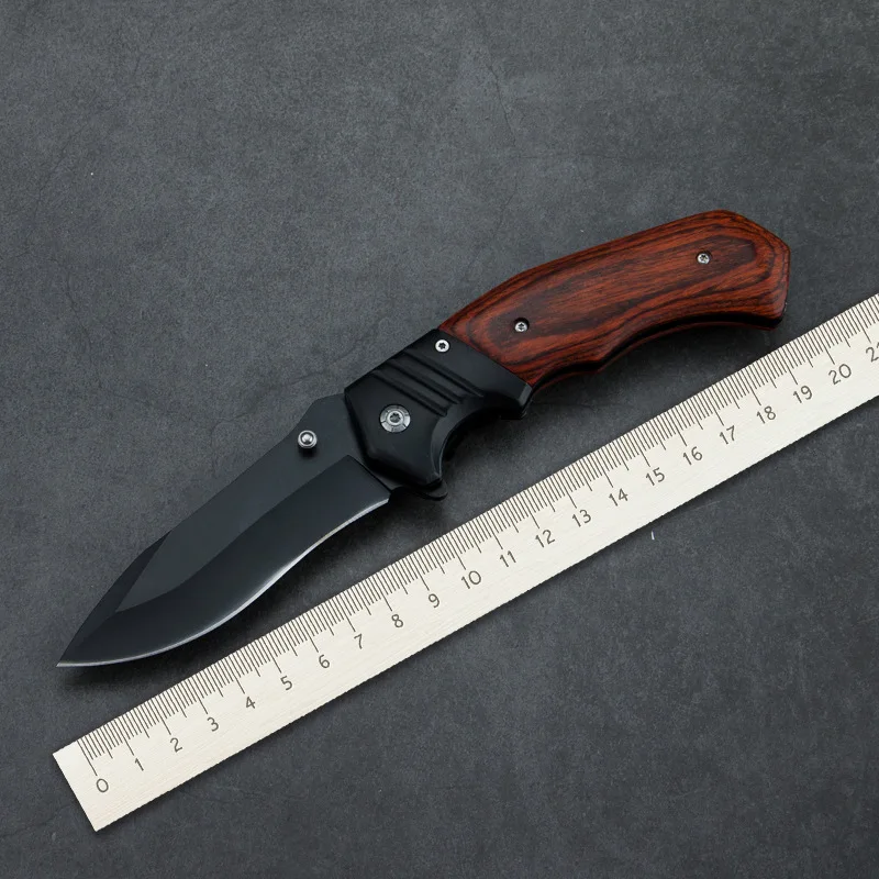 Hot Sale Manufacturer Custom Trending Product EDC Survival Camping Gear Wooden folding knife wood handle outdoor knife