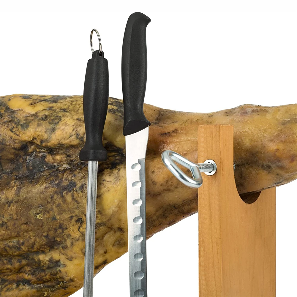 Professional Ham Stand with Ham Knife Sharpening Steel and Ham Cover