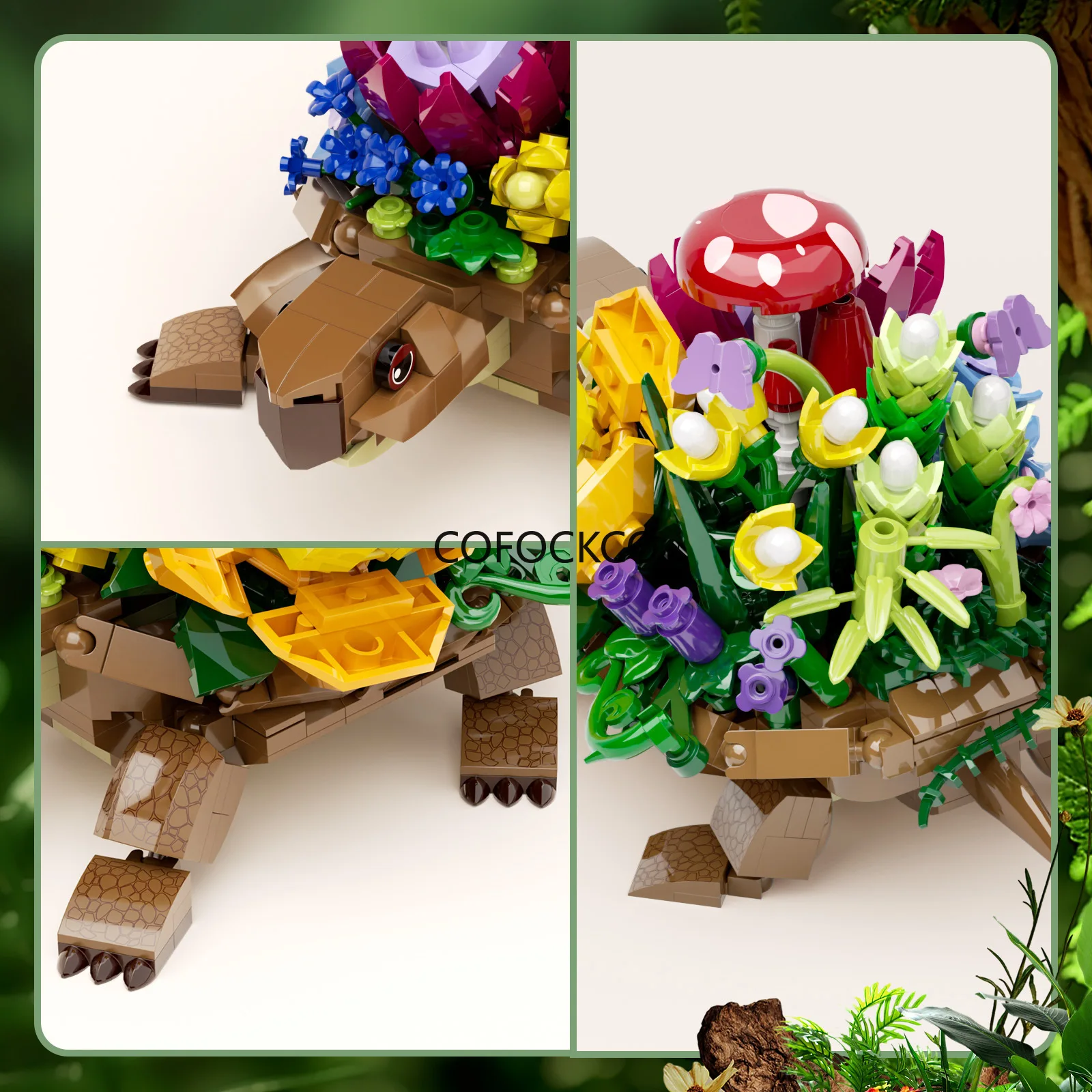 Turtles Plantered Flowered Potsed Building Blocks Set Animal Turtle Flower Planter Brick Building Toy for Children Gifts