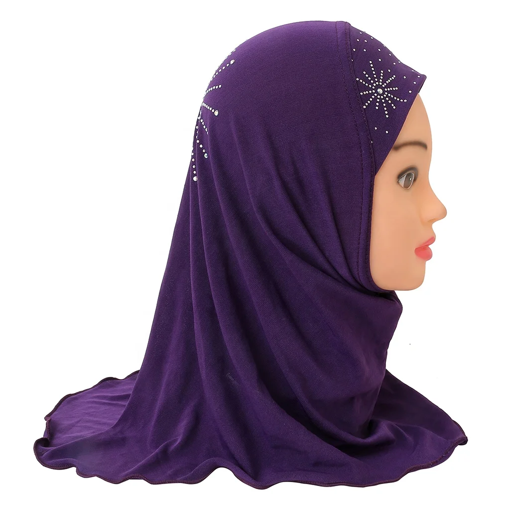 Fashion Little Girl Malaysia Hijab With Lace Hot Hijabs Hat Wholesale Stock Arabian Instant Kids Hijabs