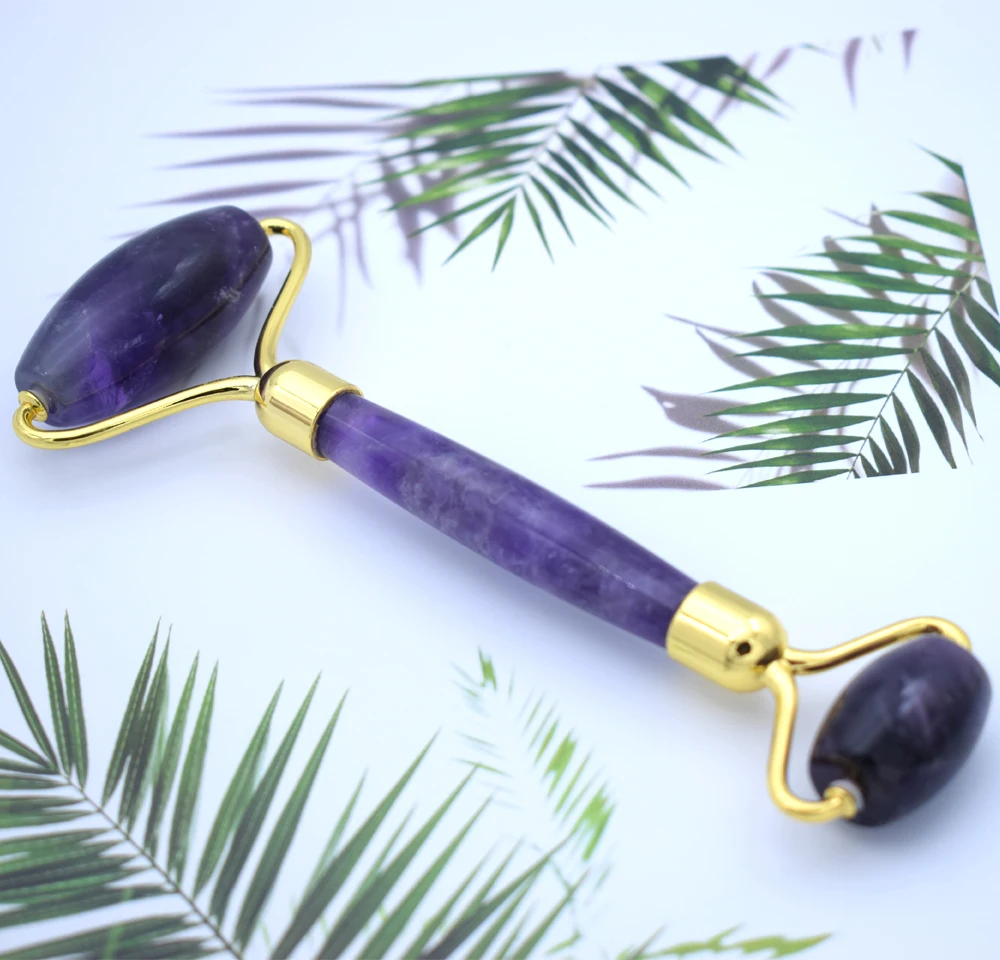 Natural yellow pink stone rose quartz facial massage roller green jade roller face roller original magnetic attachments tool set