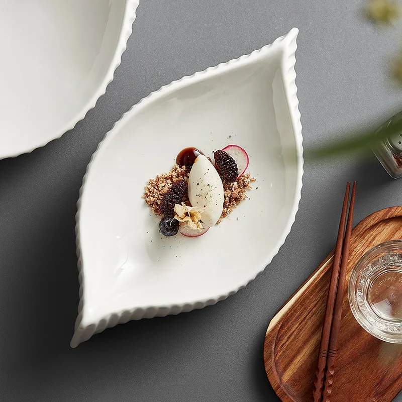 Creative Porcelain Stone Plate Dishes Catering Plato Dinnerware Vajilla Catered Events Restaurant Ceramic Plate appetizers