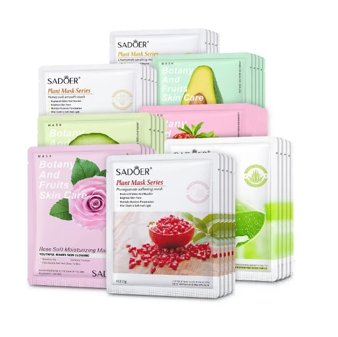 Nature Fruit Plant Aloe Avocado Rose Hydrogel Whitening Moisturizing Facial Mask Vitamin C Face Skin Care Sheet Face Mask