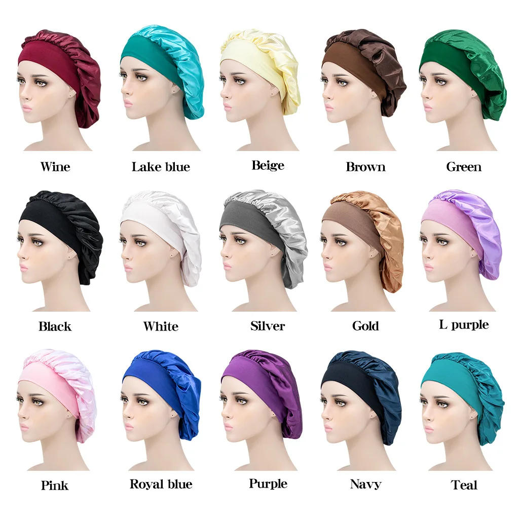 Custom Hair Satin Bonnets for Black Women Men,Hair Wrap Cap for Curly Hair,Elastic Wide Band Hair Bonnet Shower Cap for Sleeping
