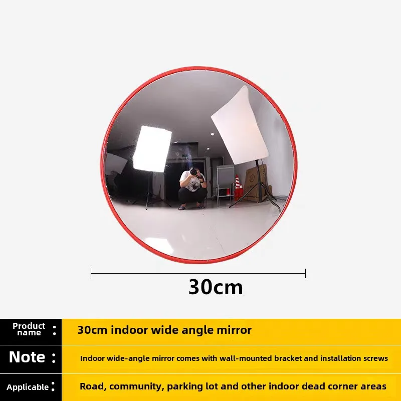 Hot Sale 45cm Red PC Convex Circle Mirror Indoor Outdoor Application for Driveway Blind Spots Docks Warehouses & Supermarkets