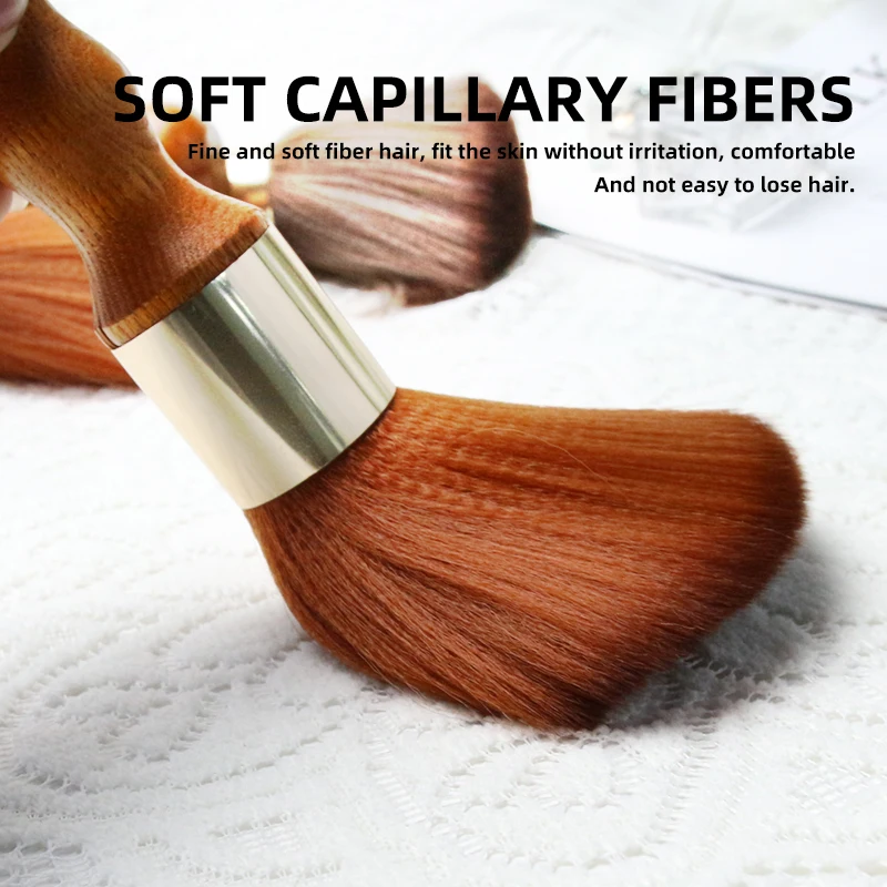 Neck Duster Brush Facial Cleaning cosmetic Hairbrush salon Soft Bristles Long Wooden Handle Hair clean Tools