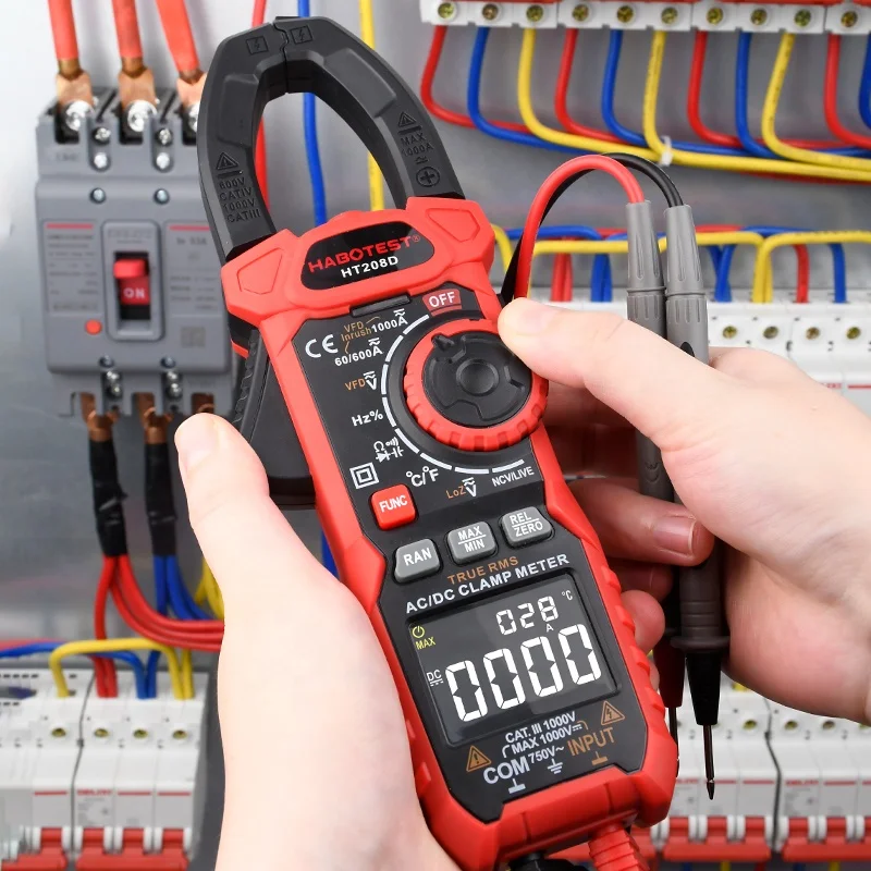 Habotest HT208D клещи переменного тока AC/DC Напряжение тестер сопротивления цифровой профессиональный 1000V измеритель напряжения 1000A пускового Pinza Amperimetrica