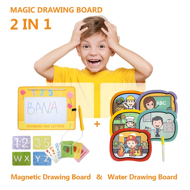 Fun 2 Learn 2 in 1 Aqua Doodle Board and Magnetic Drawing Board Toy STEAM Preschool Learning Toy Educational