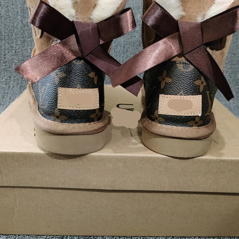 hot genuine sheepskin snow boots women shoes women winter snow boot bowknot