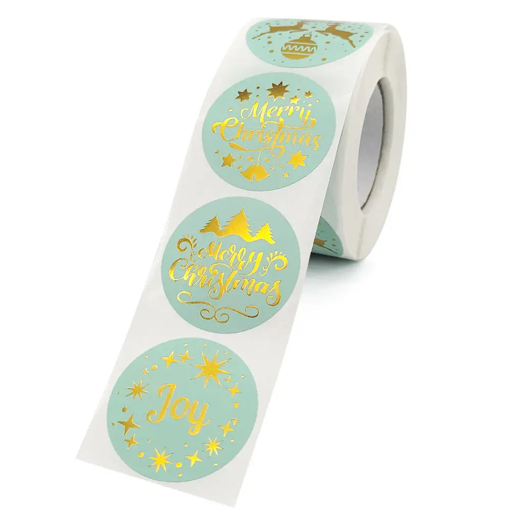 Factory Selling Packing Supplier Christmas Label Stickers Custom Golden Star Stickers Decoration Gold Hot Press Printing Label