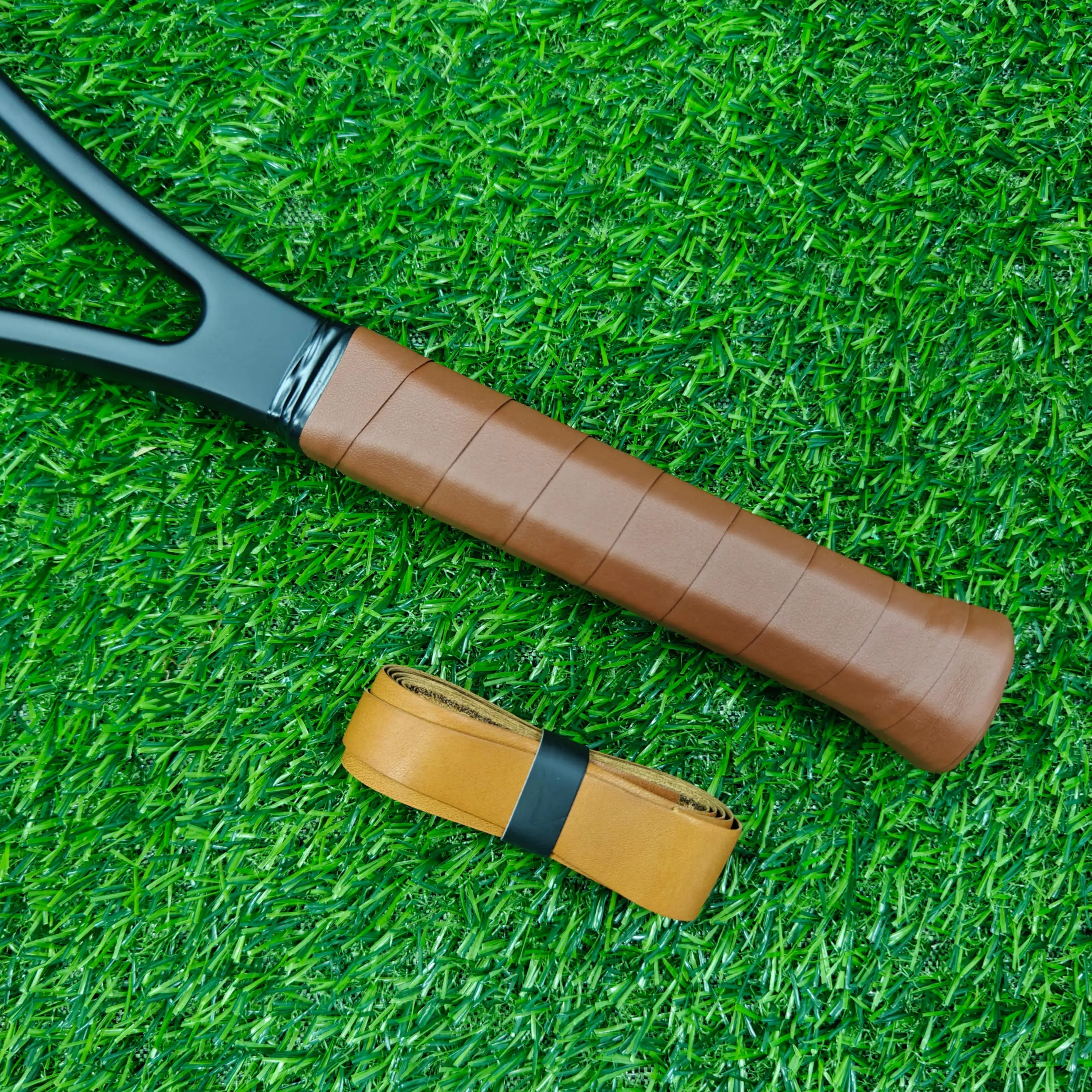 Hot Sale Brown Leather Customized logo With Tennis Racket Badminton Racket Grips