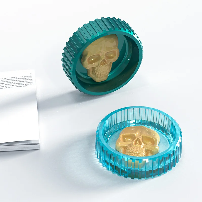 W489 Epoxy Resin Skull Design Ashtray Mold Ornaments Storage Box  Silicone Mold