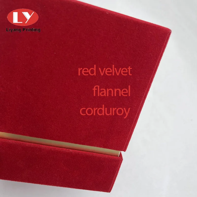 OEM Printing and Packaging Manufacturer Custom Empty Red Velvet Square Luxury Perfume Box Packaging