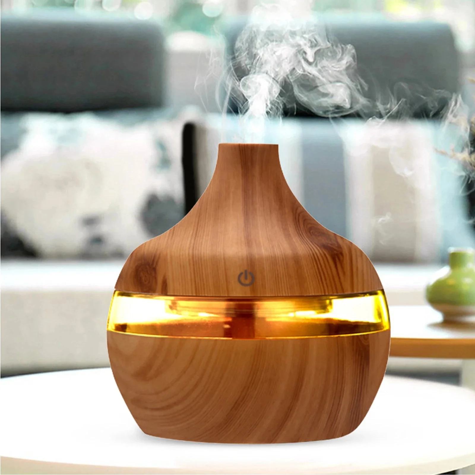 300ml Electric Humidifier Essential Oil Diffuser Ultrasonic Wood Grain Air Humidifier USB Mini Mist Maker 7 LED Light