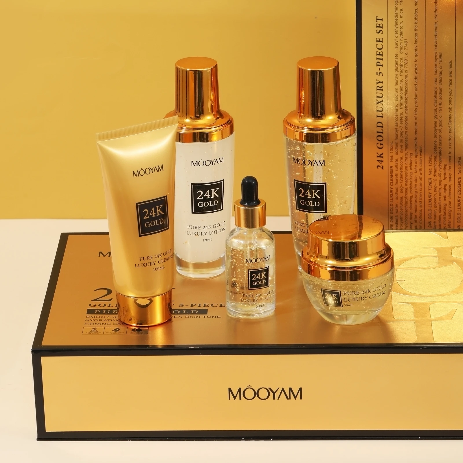 Luxury High Quality Best Glow Fair Face Skincare Routine Rejuvenating Personal Salon Tighten 24K Gold Skin Care Set