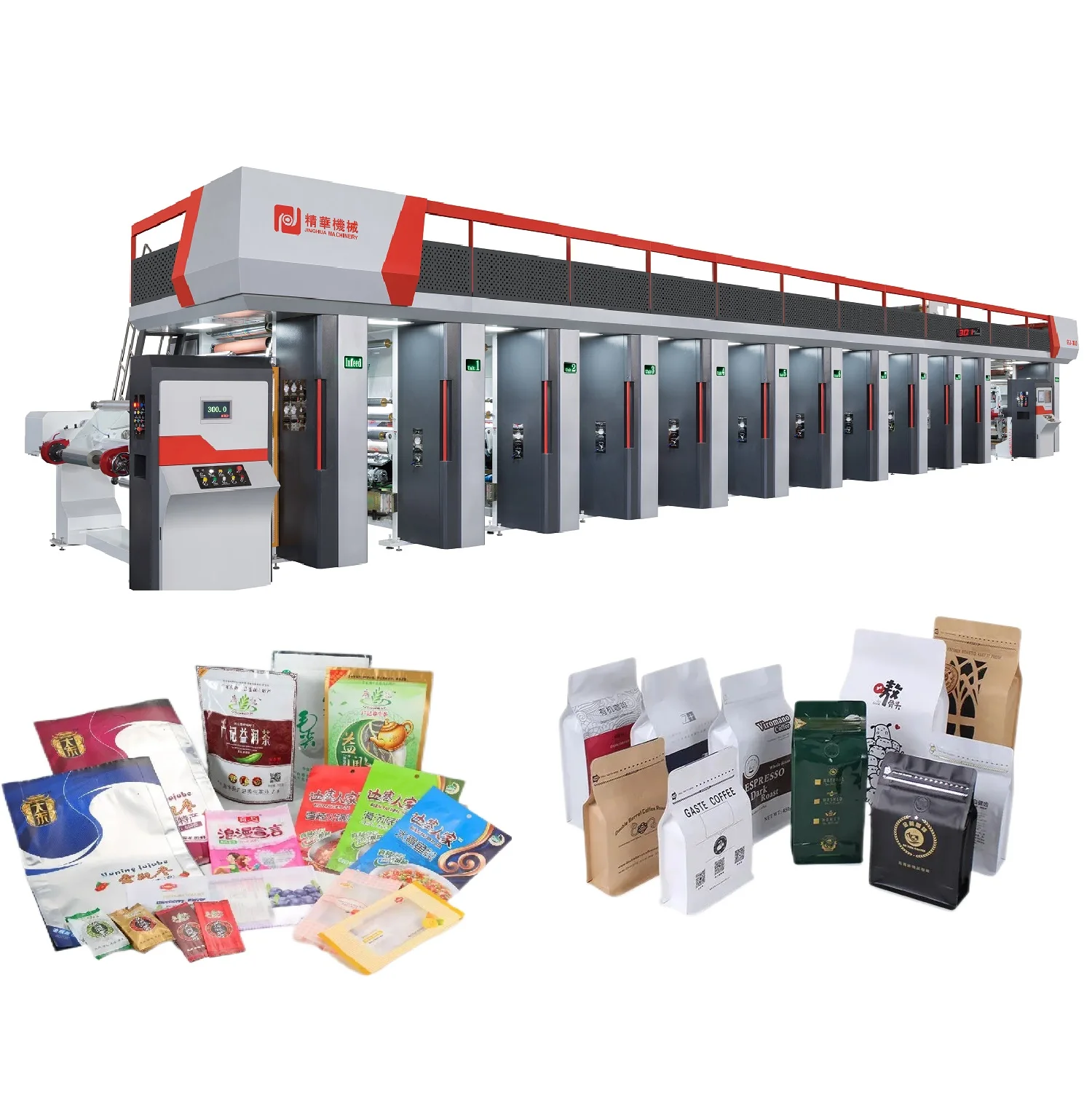 ESJ-3.0 ELS Driving High Speed Rotogravure Printing Machine 320M/min Rotogravure Printing Machine 8 Color