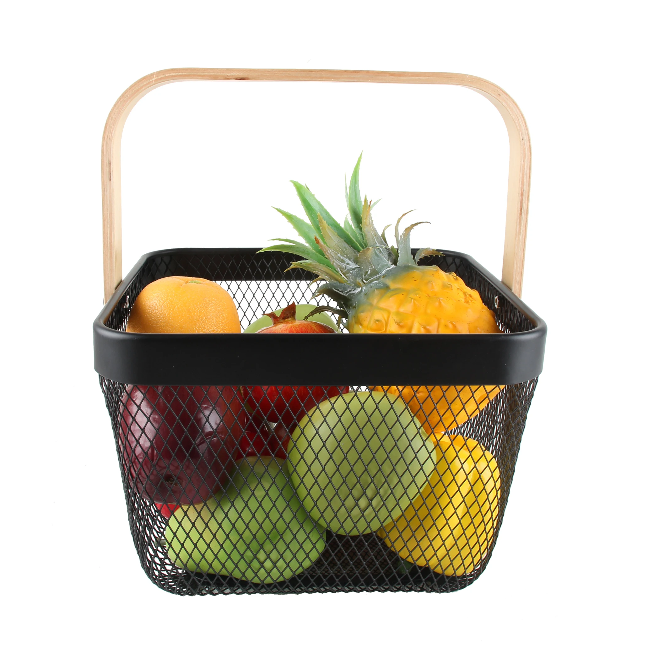 Home Kitchen Iron Wire Metal Mesh Hand Portable Fruit and Vegetable Storage Baskets