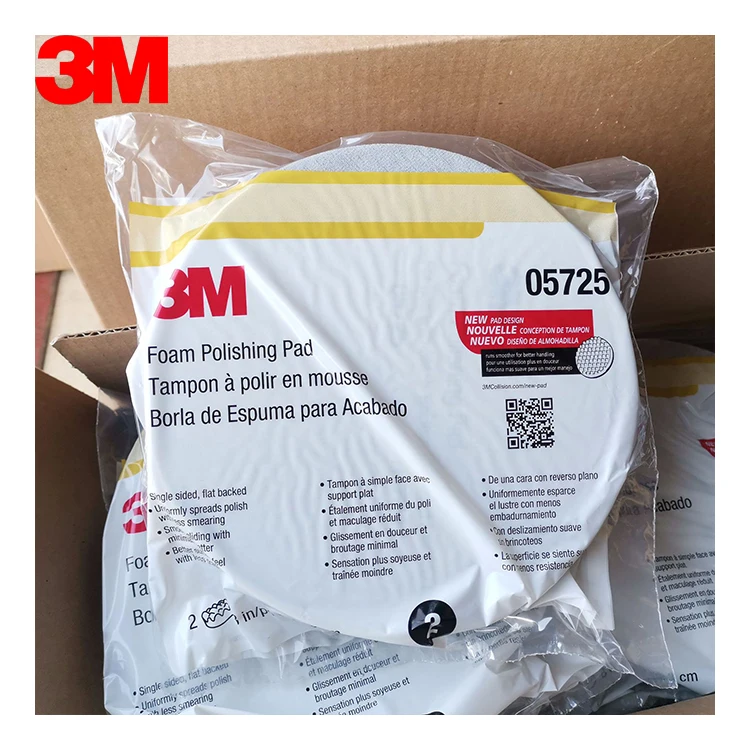 3M 05725 Perfect-It 8 inch Hook & Loop Black Waffle Foam Single Sided Buffing Polishing Pad For Refining Scratches