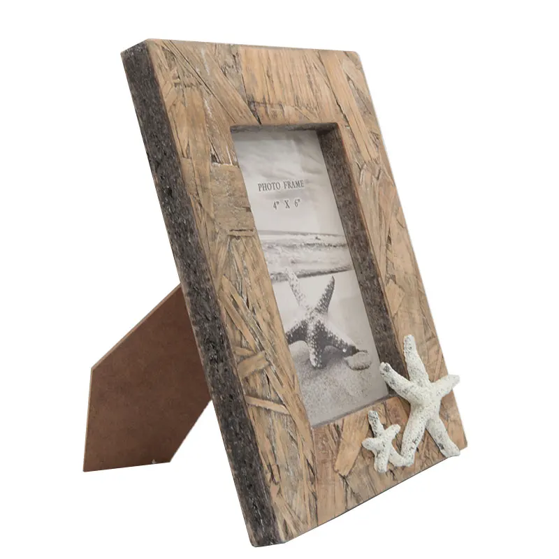 classic natural style wooden photo frame square shape photo frame handmade  ocean style tabletop photo frame