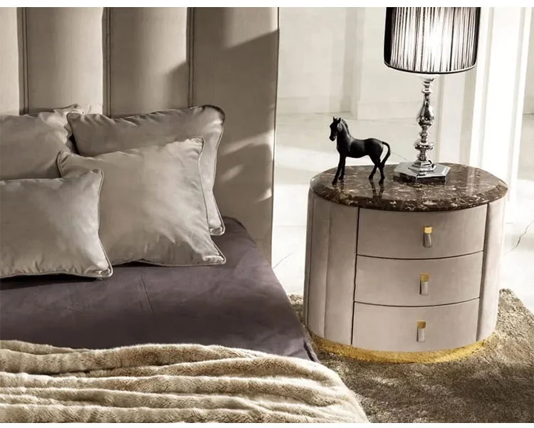 Luxury Golden Stainless Steel Base American Light Bedside Night Stand
