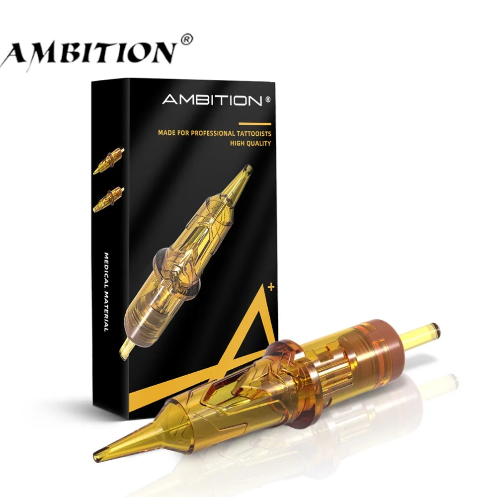 Ambition 20PCS 0.35mm 0.3mm 3rs 5rs RS Round Shader Tattoo Cartridge Needles for SMP & Semi-Permanent Color Package and Shadow