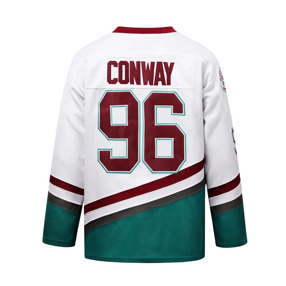 Wholesale #96 Charlie Conway Jersey  #99 Adam Banks Movie Ice Hockey Jerseys White Stitched S-6XL