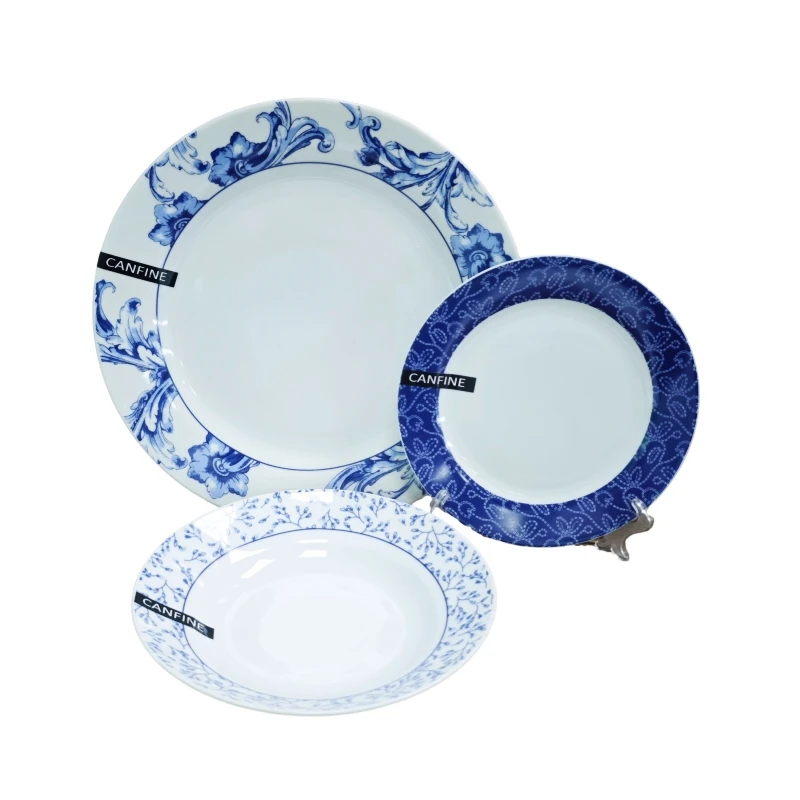 Hot selling Ceramic dinnerware with Pad Print  Decal supplier Dinner Plates Soup bowl stoneware Porcelain dinnerware set  16pcs