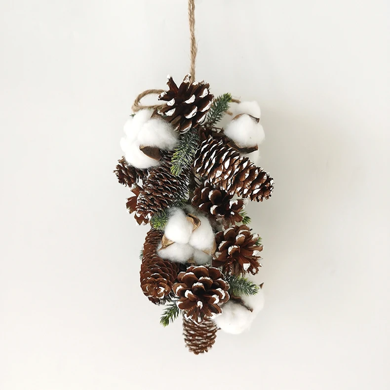 Hot sale artificial garland natural pine cone hanging decoration strings with cotton Christmas garland
