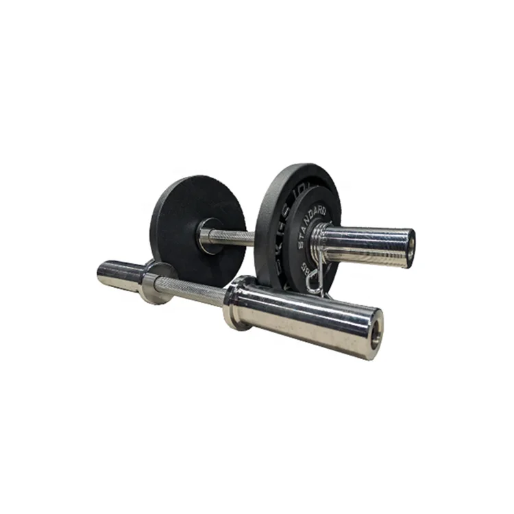 Loadable  Chrome Dumbbell Rod Adjustable Handle Fit 2-Inch or 50mm Weight Plates with Max Capacity 300lbs with Spring Collar