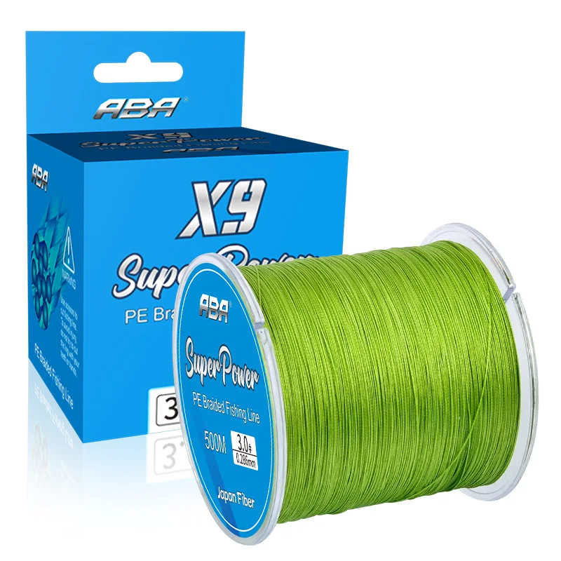 ABA large stock 500m 8LB-80LB high strength 9 strand pe braided fishing line tuna line