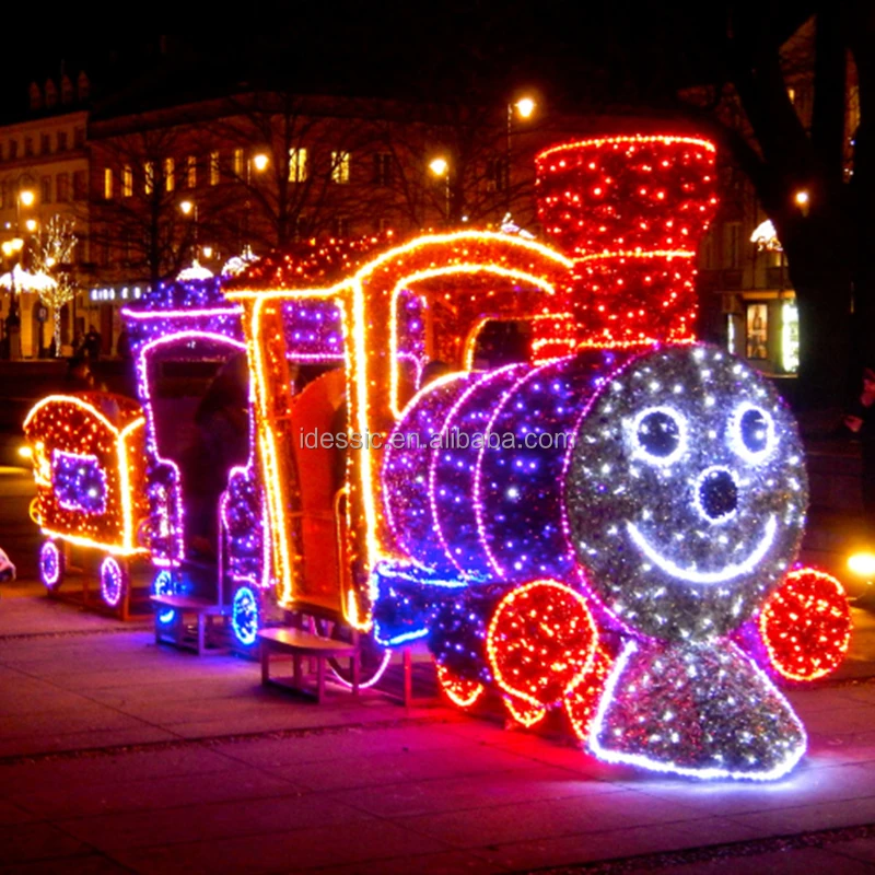 Outdoor Christmas lighted train displays decorations for amusement park winter zoo light show