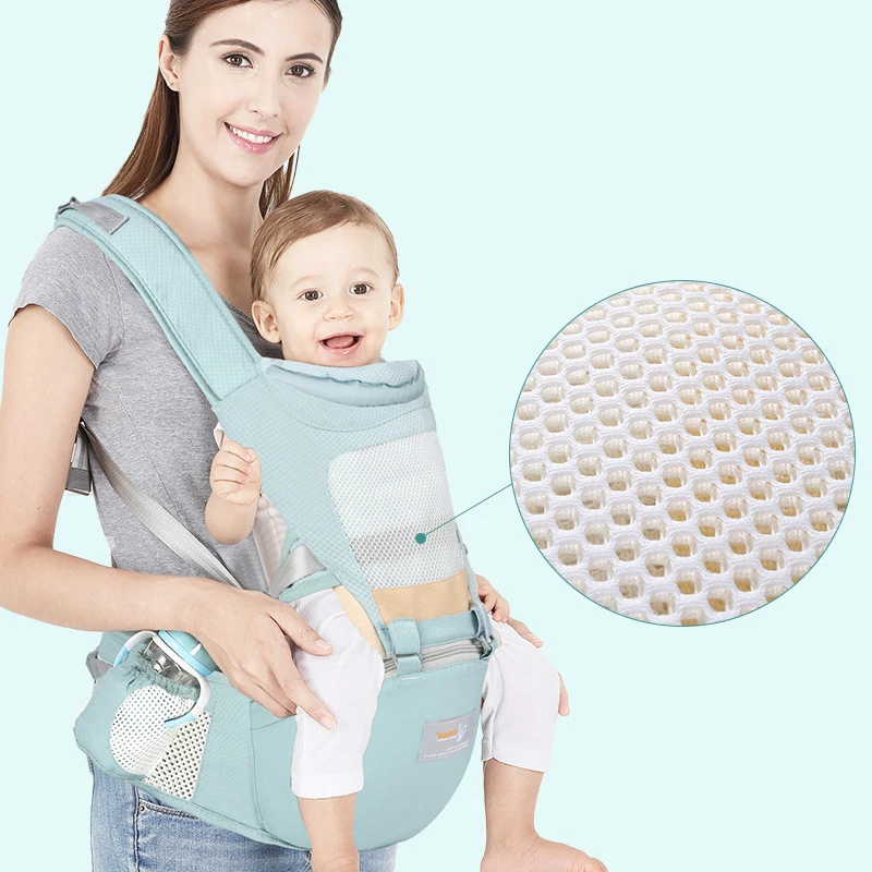 
Newborn Organic Cotton Travel Child Carrier, Adjustable Hipseat Ring Sling Ergonomic Holder Backpack Hiking Wrap Baby Carrier 