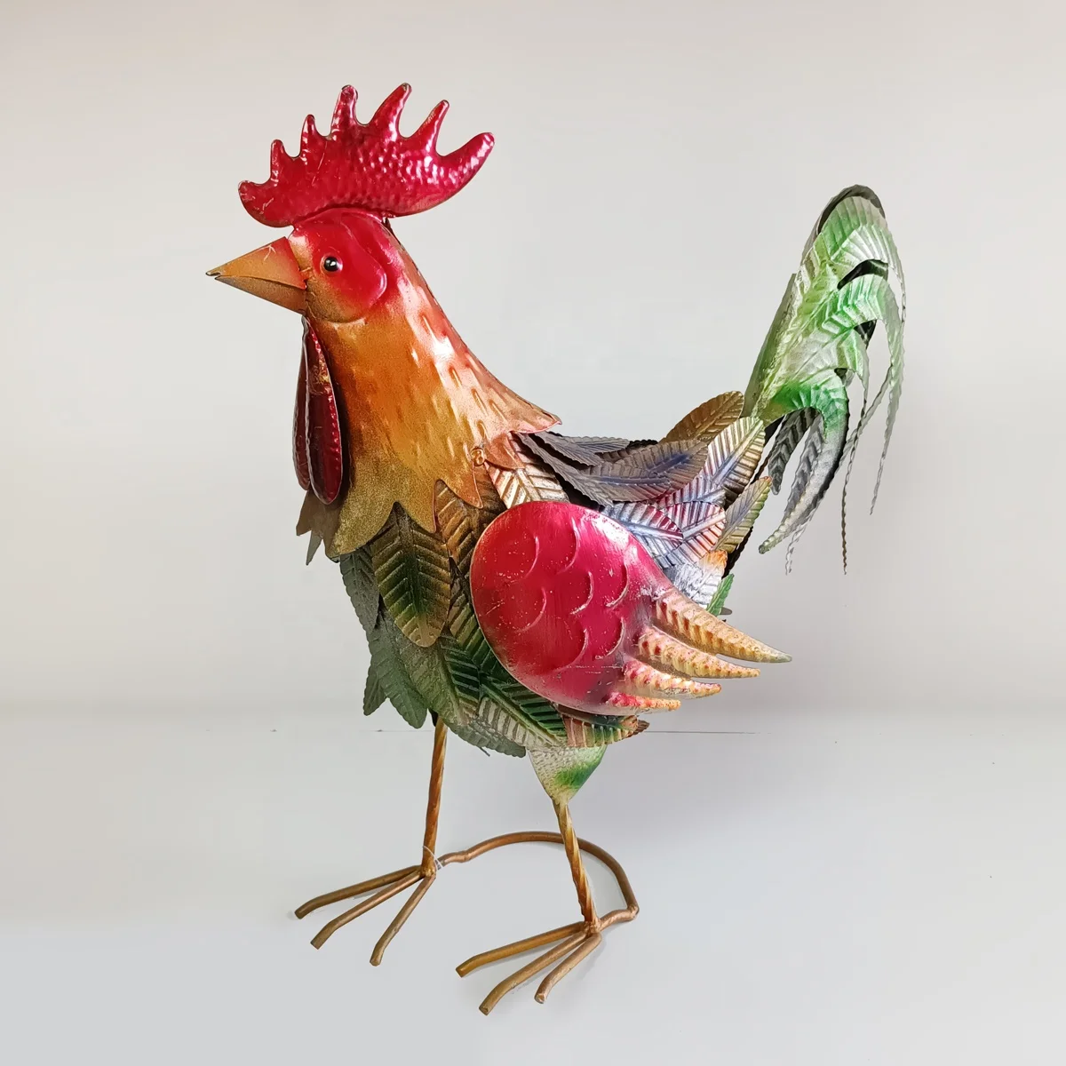 popular iron rooster animal sculpture metal garden decor