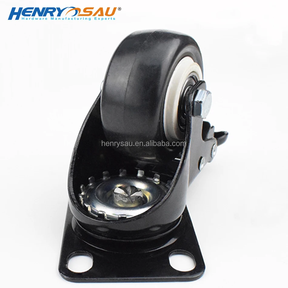 Plant Price Durable No Noise Universal 1.5/2/3 Inch Black PVC Swivel Light Duty Industrial Furniture Caster Wheels with 2 Brakes