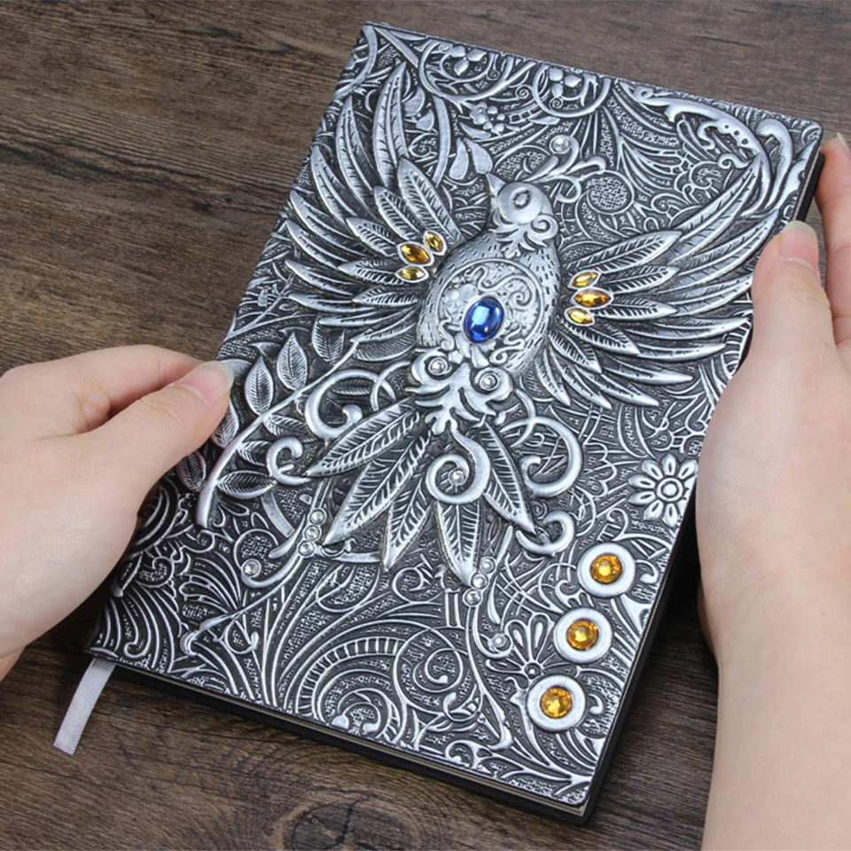 Hot Sells A5 Books-Antique Handmade Daily Notepad Hardcover Embossed PU Leather Bound Notebook Journals for