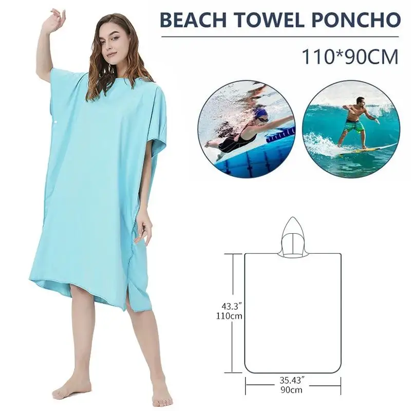 custom printing microfiber poncho towel with hood quick dry beach change robe