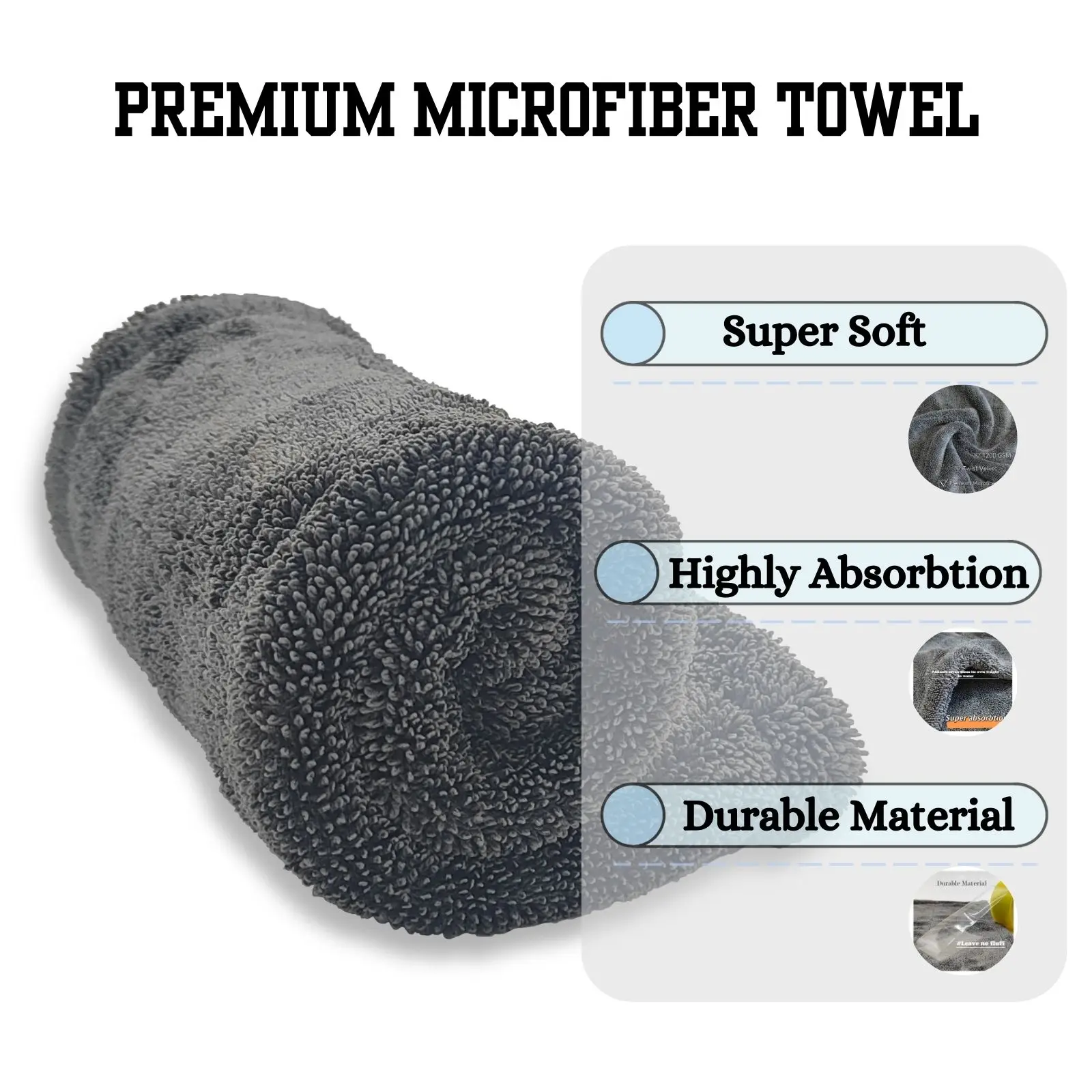 1400 GSM Double Twist Pile Microfiber Cars Detailing Cleaning Towel Thick Quick Dry Soft Super Absorbent Car Wash Drying Towels